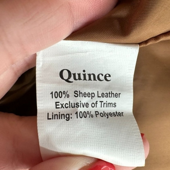 Quince Women's Cognac-Brown Leather Stand-Collar Jacket sz XL Full Zip NWT - Picture 4 of 8